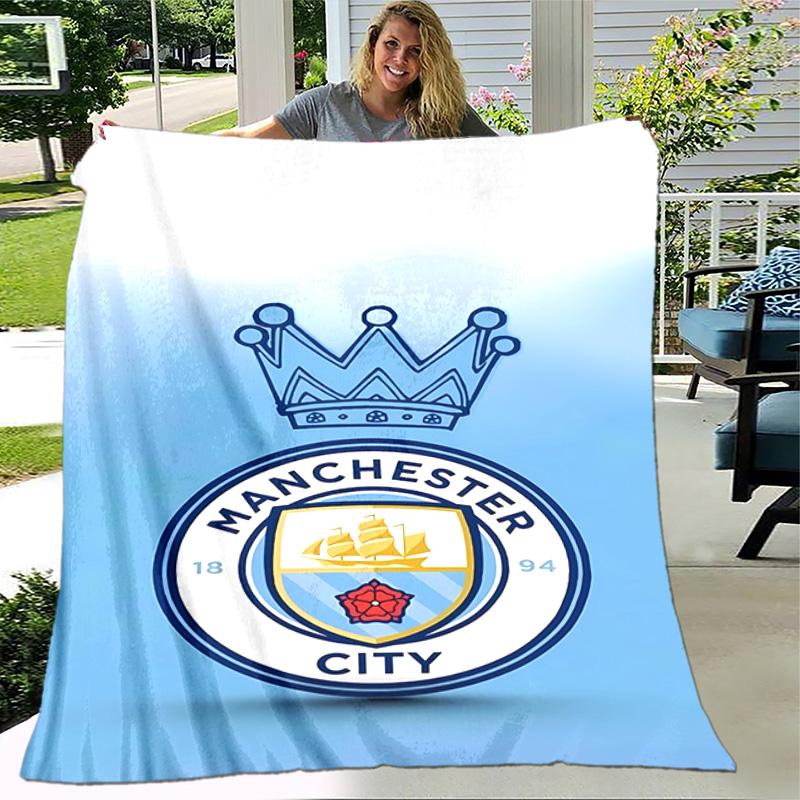 1pc Blanket - Manchester City Football Club Print Design, Lightweight Blanket for Sofa, Bed- Soft &Warm, Gift for All Seasons