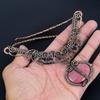 Thulite 999 Copper Wire Wrapped Necklace with Adjustable Chain, Handmade Gemstone Jewelry Necklace For Memorial Day