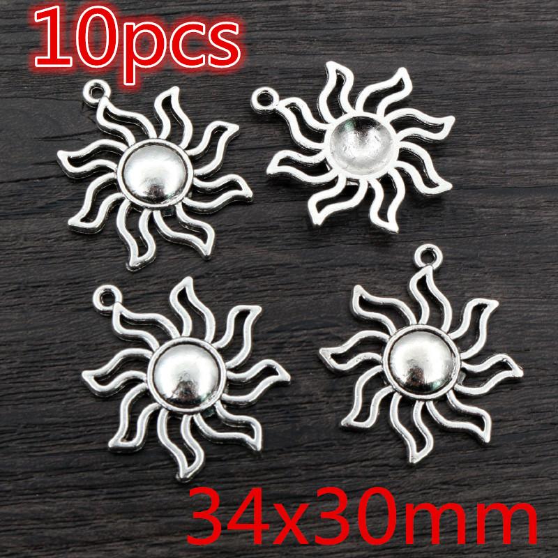 New Fashion Antique Silver Plated Moon Sun Flower Handmade Charms Pendant DIY Jewelry Findings for Bracelet Necklace Accessories