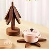 4PCS Wooden Trivets for Hot Dishes Folding Tree Shape Black Walnut Table Mat Holders Heat Insulated Pad Set Coasters for Pots