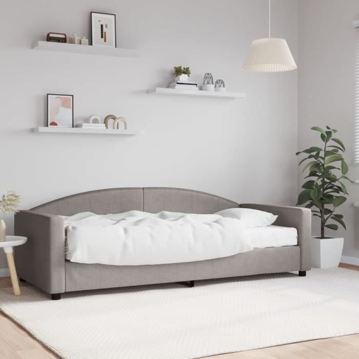 VidaXL Lit de jour avec matelas taupe 90x200 cm tissu 3197173