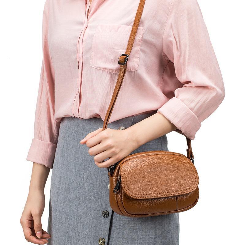Bag women's new fashionable and versatile first-layer cowhide mini bag soft leather shoulder crossbody leather women's bag large capacity