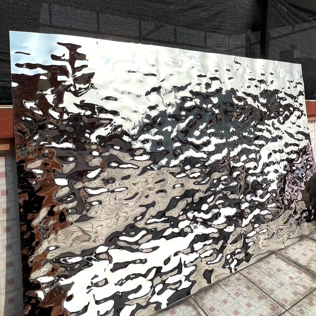 1pc 40cmx2m Aqumotic Peel and Stick Wallpaper Customized Wave Decorative PVC Plate Background Wallpapers Fake Metal Mirror Embos