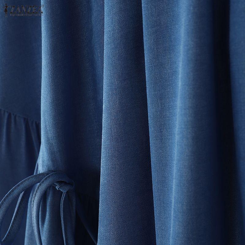 ZANZEA Womens Loose Casual Solid Color Long Skirts