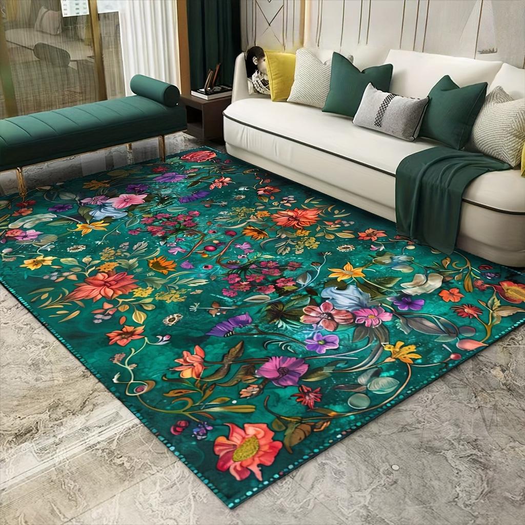 Tappeto Boho Floreale Lavabile in Lavatrice per Piccola Area Antiscivolo a Pelo Basso Tappeti da Lancio per Ingresso Cucina Porta d'Ingresso Tappeto Decorativo da Interno
