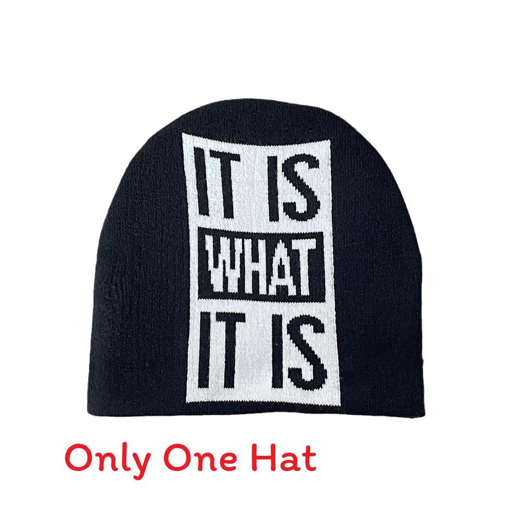 Knitted Hat For Winter With Warmth And Letter Design For Casual Outdoor Wear