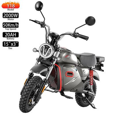 Electric Bicycle iScooter Y18 15" 2000W Peak Motor Fully Suspension Adult Electric Motorcycle 48V 20AH With NFC Unlock Max Loa 150Kg