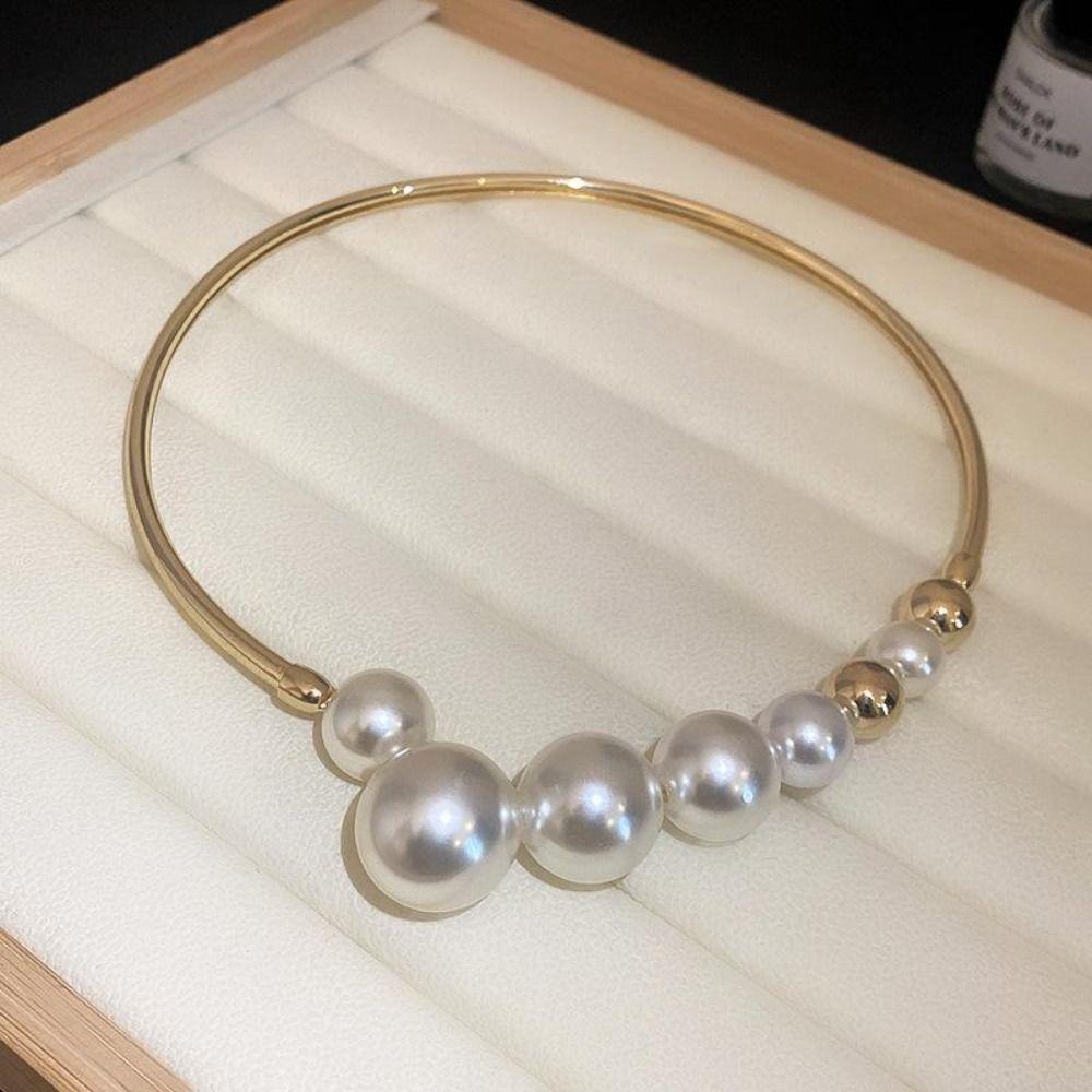 Irregular Shape Retro Pearl Necklace Exaggerated Design Evening Necklace  Party Wear