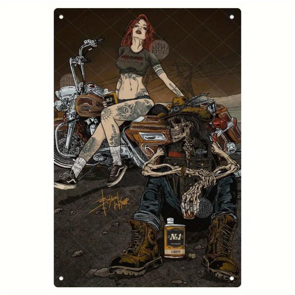 1PC Vintage Motorcycle Metal Tin Sign 8x12 Inch Retro Wall Decor for Living Room Bedroom Kitchen
