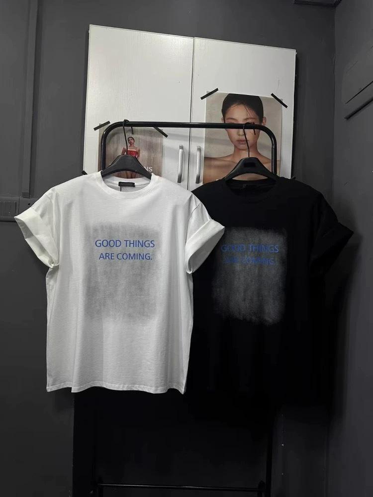 Korean Dongdaemun Plus Size American Retro Loose Letter Print Cotton T-shirt for Women - Summer Arrival