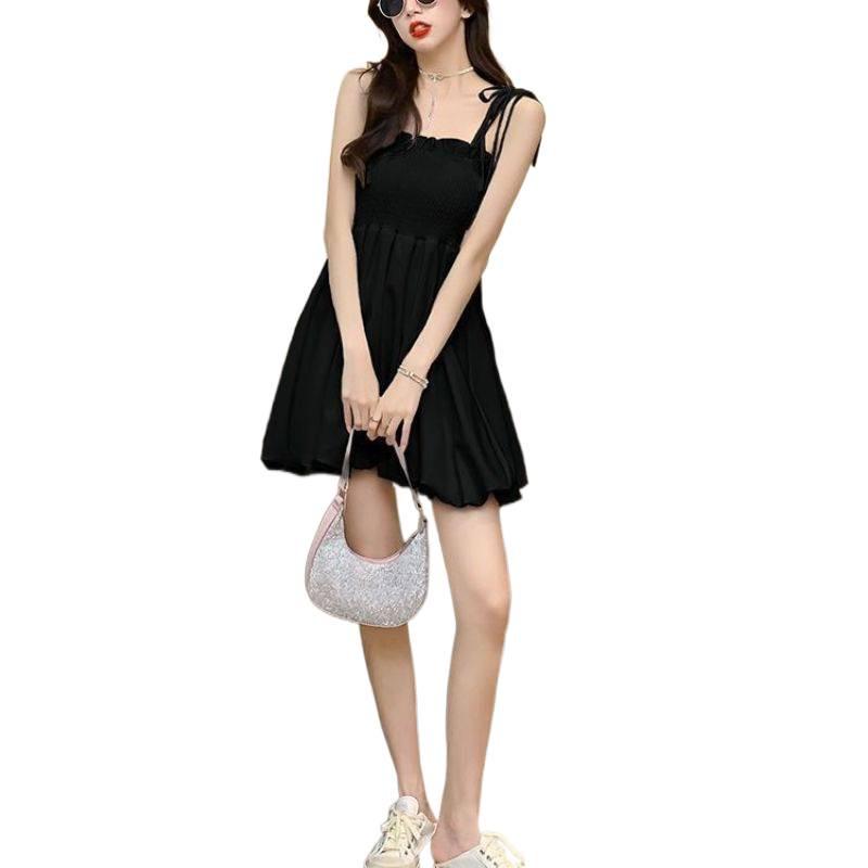 2026 Slim Fit Little Black Short Dress with Cinched Waist & Sleeveless Design for Summer