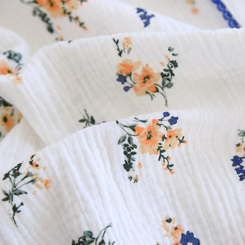 Spring and Summer New Style Women's Nightdress Japanese Cute Little Floral Long Sleeve Skirt Baby Neck Home Dress Nightdress