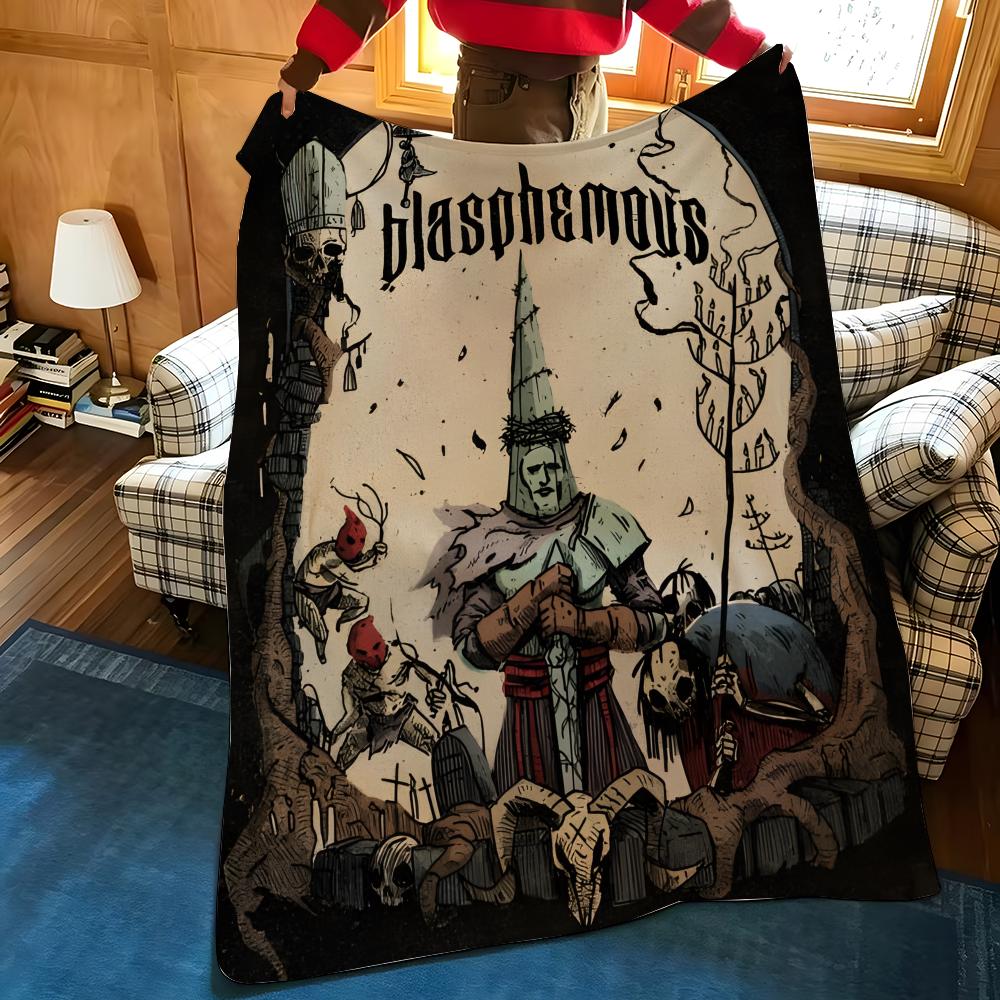 Game B-Blasphemous Throw Flannel Cozy Print Blanket, Portable, Durable Machine Washable Cute Cool