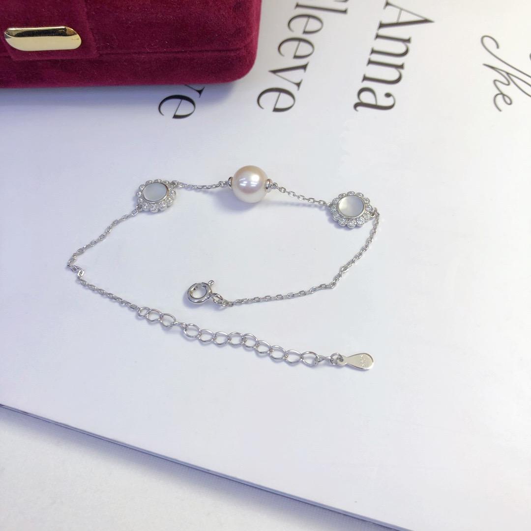 B5028 7-8mm 925 Sterling Silver Pearl Bracelet Setting | DIY Pearl Bangle Base Mounting Jewelry Finding, Pearl Not Included 925 SILVER