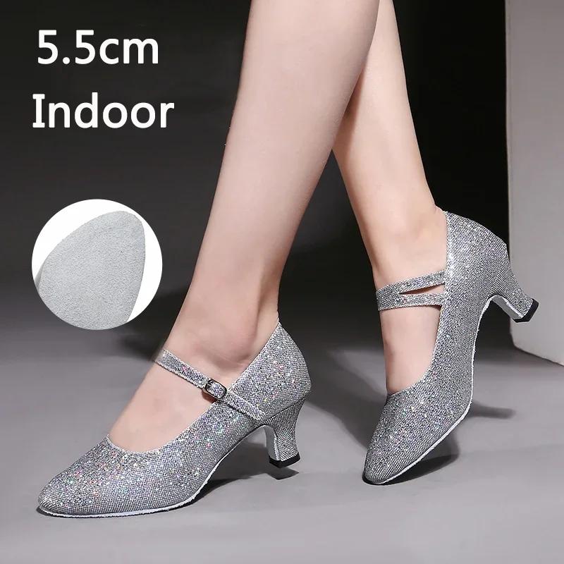 Tênis de Salão Sapatos de Dança Latina para Interior/Exterior Feminino Sola Macia Sapatos de Dança Dedos Fechados para Dança Moderna Jazz Tango