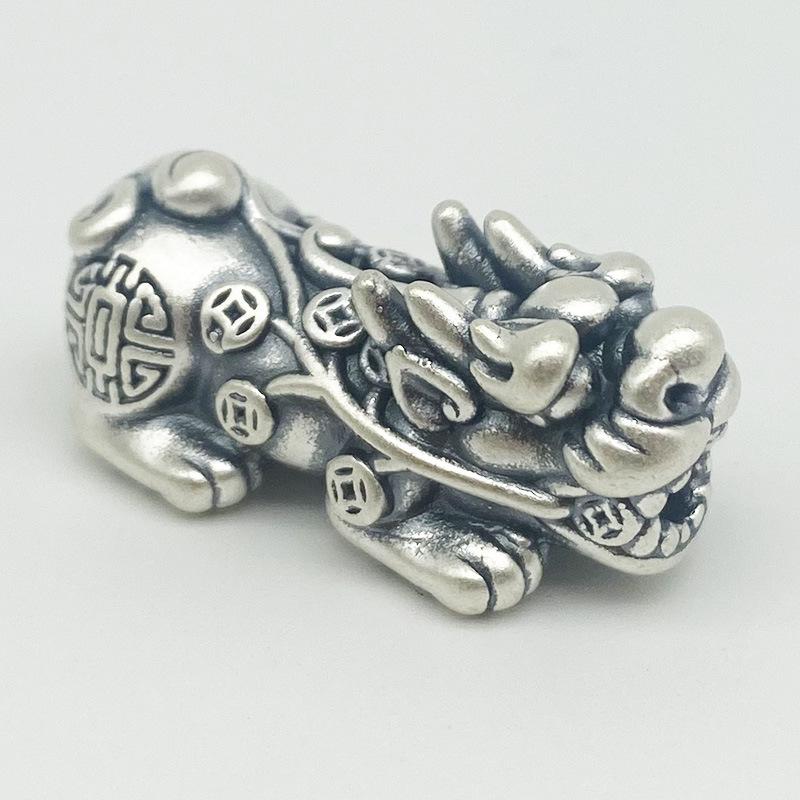 Yansheng S999 Sterling Silver 3D Pixiu Pendant Charm, DIY Braided Rope Necklace/Bracelet, Auspicious Wealth Guardian Charm Sterling Silver 99