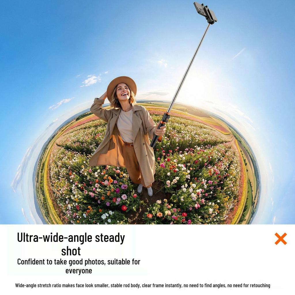 Portable Selfie Stick with Floor Tripod & Remote Control for Mobile Photography & Live Broadcast
