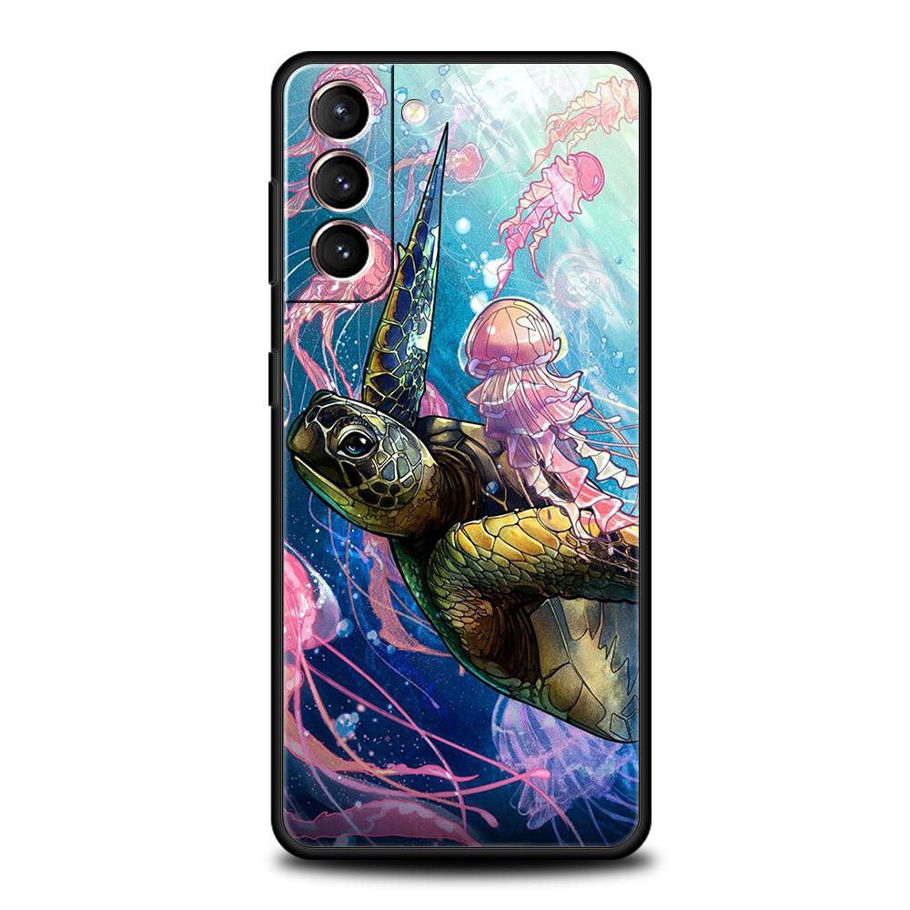 Cute Little Turtle Case for Samsung Galaxy S24 S23 S22 S20 S21 FE Ultra S24 S23 S10 S10E S9 S8 Plus 5G Silicone Phone Cover Capa
