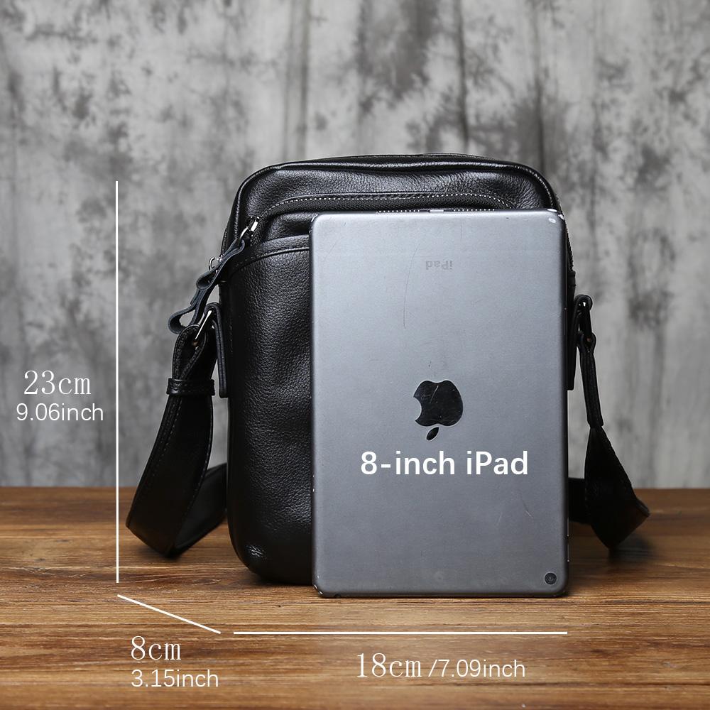 NZPJ Genuine Leather Men's Crossbody Bag Top Layer Cowhide Capacity Multi-Functional Trendy Square Shape Shoulder Bag
