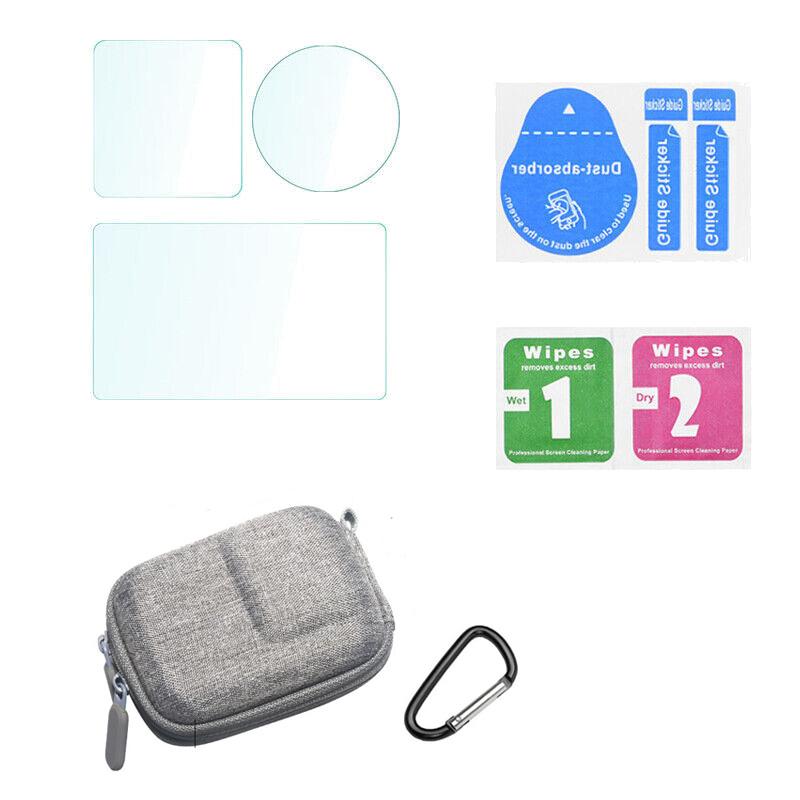For DJI Osmo Action 1 9H Tempered Glass Film+Mini Carring Bag+Lens Protective Case+Windslayer Cover for DJI Action 1 Camera