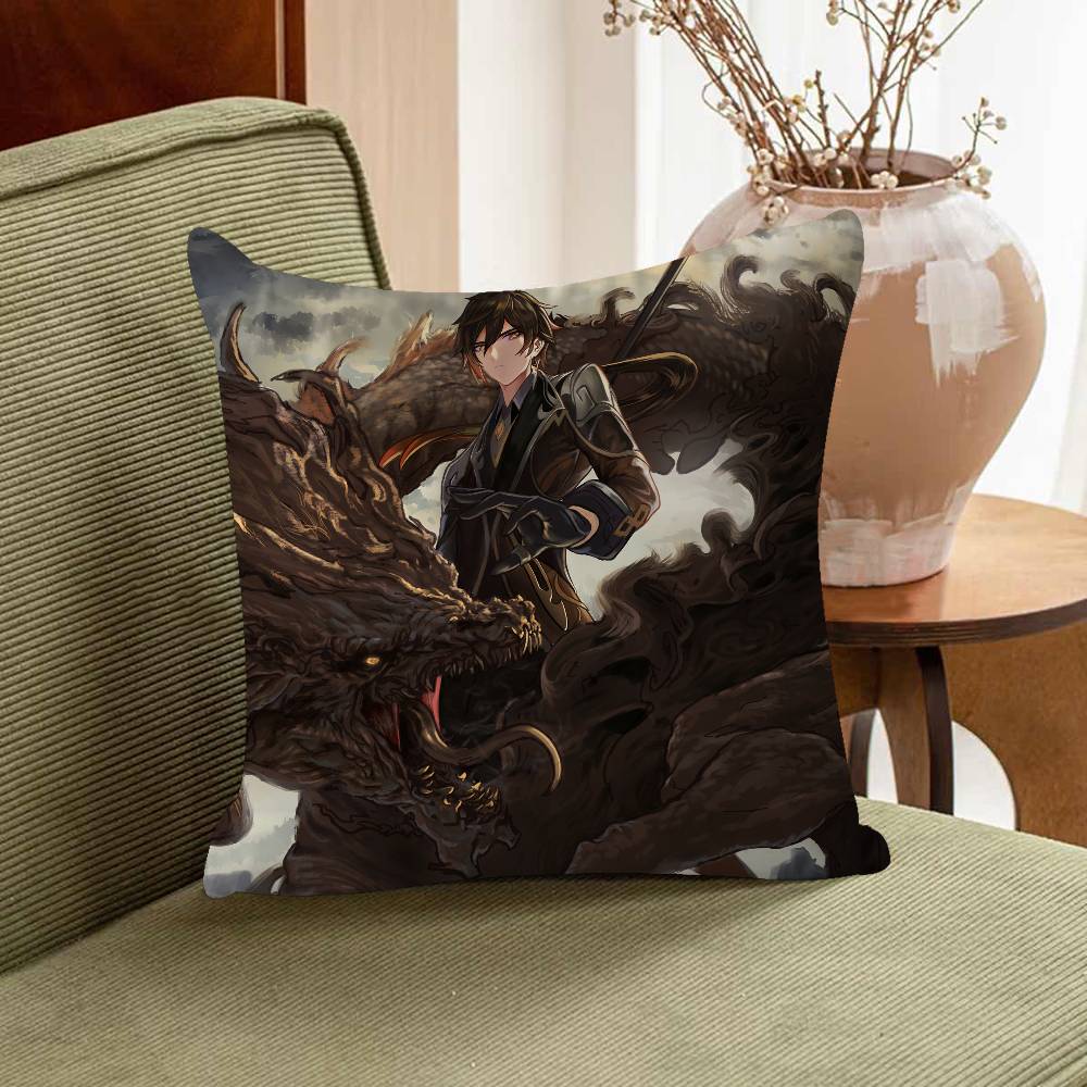 Zhongli Tecknad Kuddfodral Bil Prydnadskuddfodral För Soffa Bil Julklapp 40x40cm 45x45cm