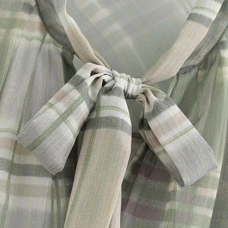 Kaslead New Arrival Women's Clothing Fashion Style Fashion Minimalist with Belt Printed Checks Midi Dress