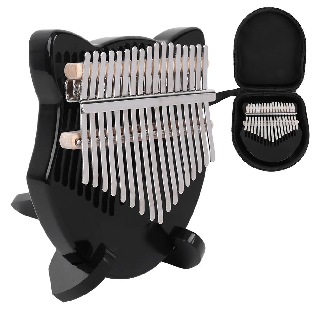 Kalimba Kristall Fuchs Form Daumenklavier Set 17 Tasten Anfänger Musikinstrument mit Tasche Schwarz