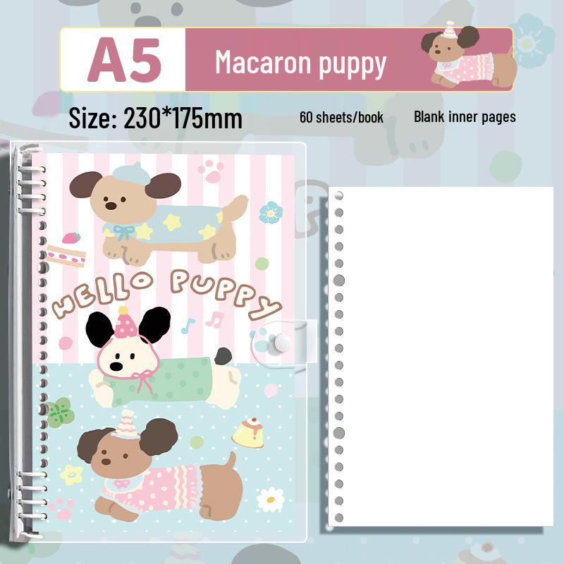 Small Animal Transparent PVC Loose-Leaf Notebook with Student-Friendly Soft B5 Cover and Iron Clip