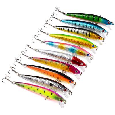 10PCS Fishing Lures Bass Tackle Crank Bait Lot Hooks Bait Minnow Crankbaits Jerk