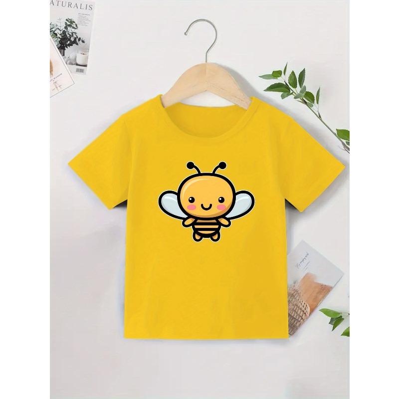 European Sizes Little Bee Boys' New Casual Short-sleeved T-shirt for Summer Children's Round Neck Clothing Printed T-shirt Base Shirt