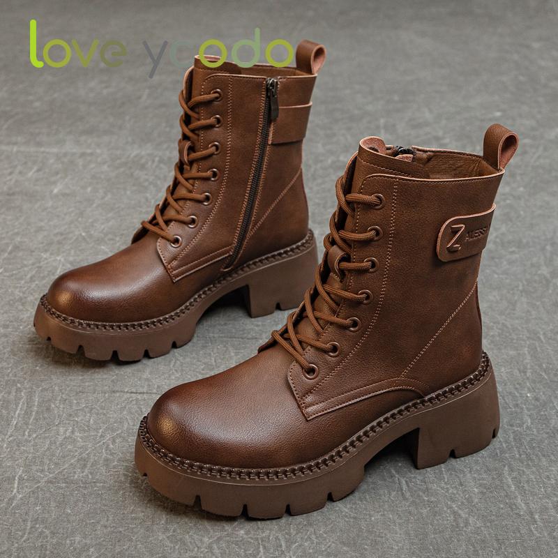 Женские осенние и зимние удобные ботинки Marton из натуральной кожи — фото 6