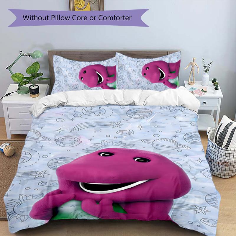Barney 3pcs Bedding Set Duvet Cover Closure Includes 1 Duvet Cover & 2 Pillowcases for All Seasons Bedroom Home Dorm Decor
