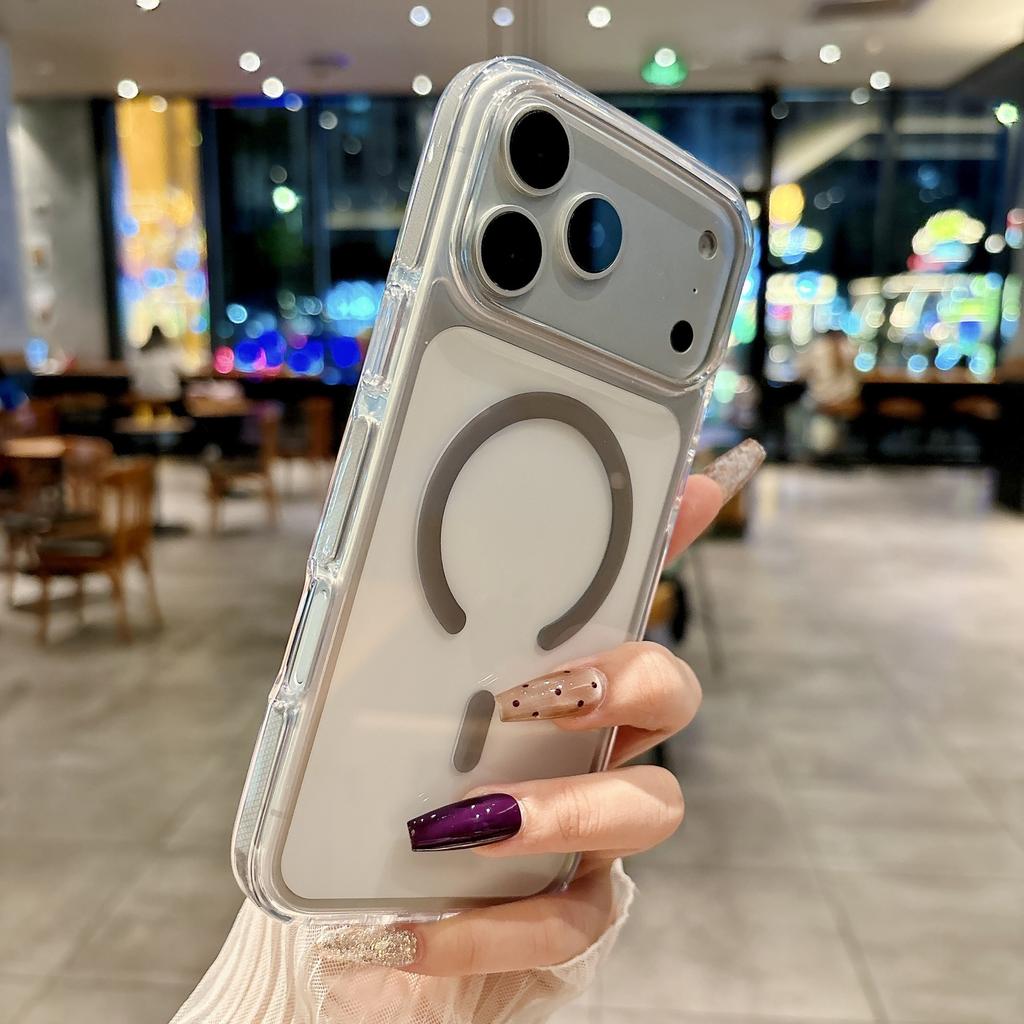 Applicable to Apple 18promax mobile phone case, new magnetic suction bracket iPhone16 transparent airbag anti-drop two-in-one
