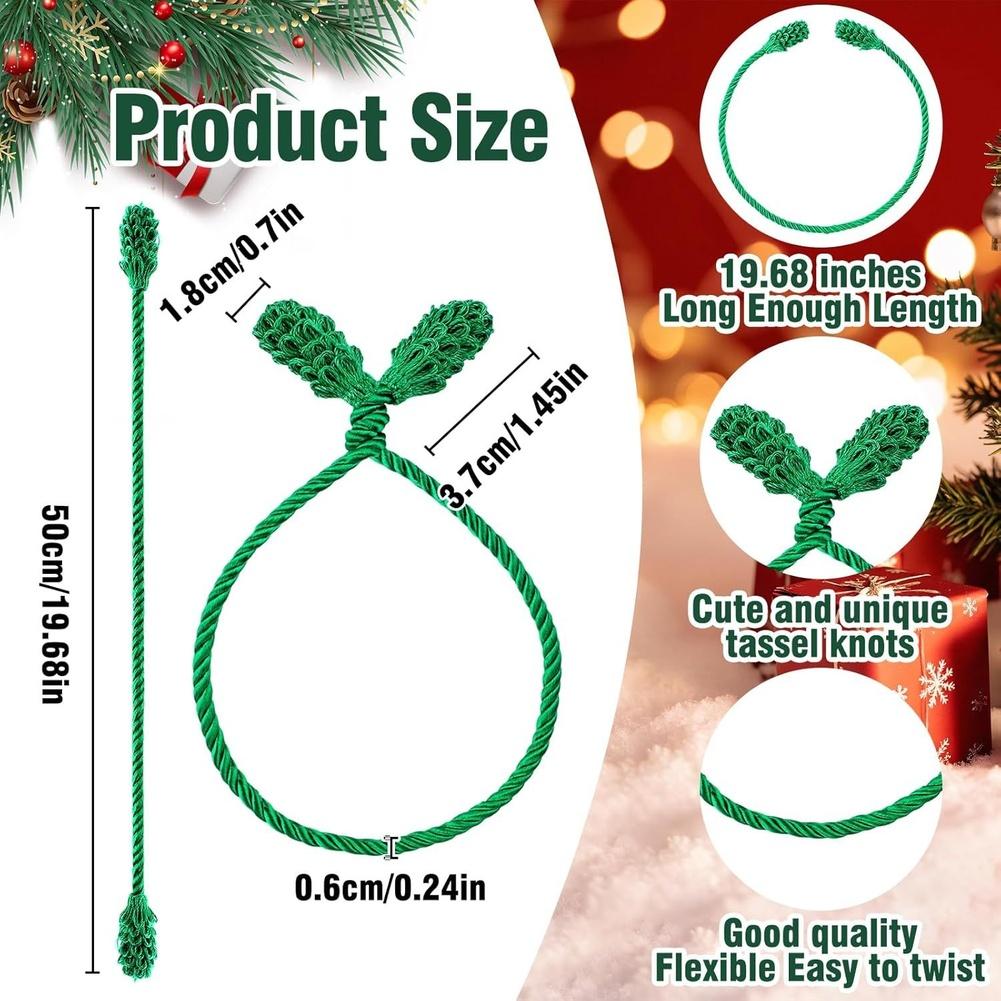20 Zoll Weihnachtskranzbänder Flexible Twist-Tie-Dekorationen für das Feiertagszuhause für Weihnachtsbaumschmuck Kranzbänder