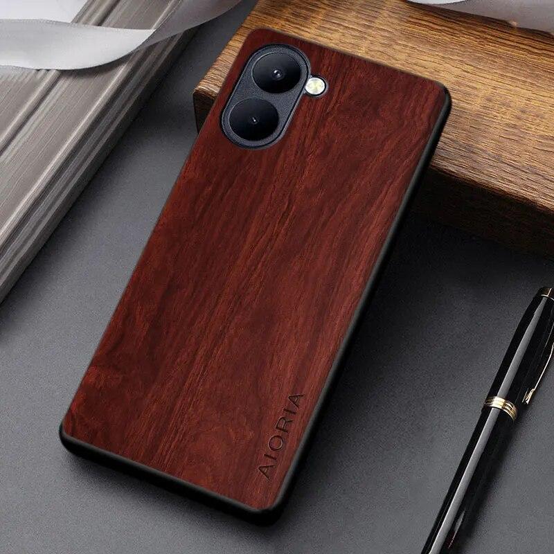 Husa cu model din lemn pentru Realme C33 C35 C31 C30 coque, design simplu, unic, husa ușoară din piele pu pentru husa realme c33