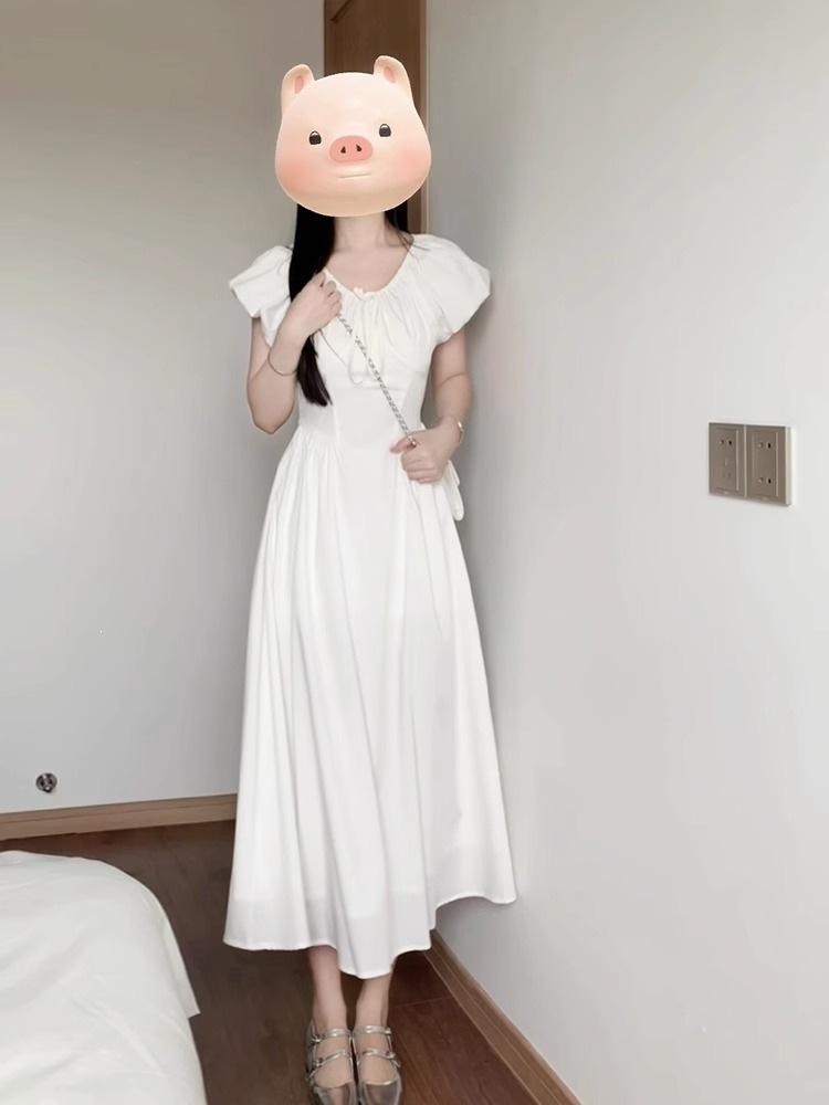 First love small white dress French bubble sleeve dress children's summer new small high-end long skirt