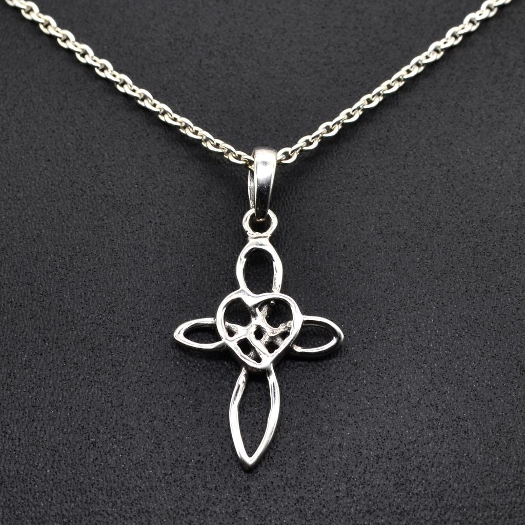 Silver Cross Necklace Solid 925 Sterling Silver Charm Jewelry Handmade Unisex Pendant Necklace
