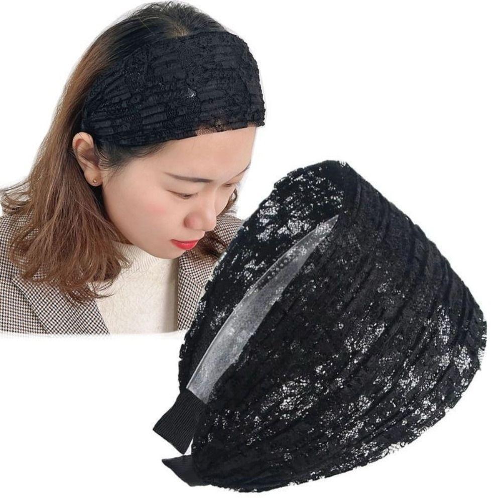 

Lace Lace Mesh Hair Band Flower Tiara for Women Simple Wide Headband Girls коричневий