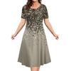 Elegant Women Short Sleeve Fashion 3d Print Midi Dress Plus Size Beach Clothing