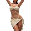 2026 European and American New Fashionable and Sexy Three-piece Bikini Swimsuit Women's Bikini Striped Split Swimsuit Suit