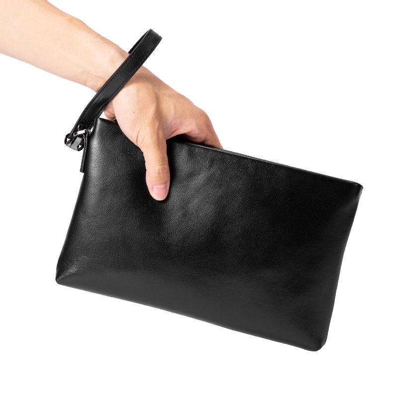 Men's Summer Genuine Leather Anti-theft Clutch Bag, Fashionable and Simple Multi-compartment Envelope Design