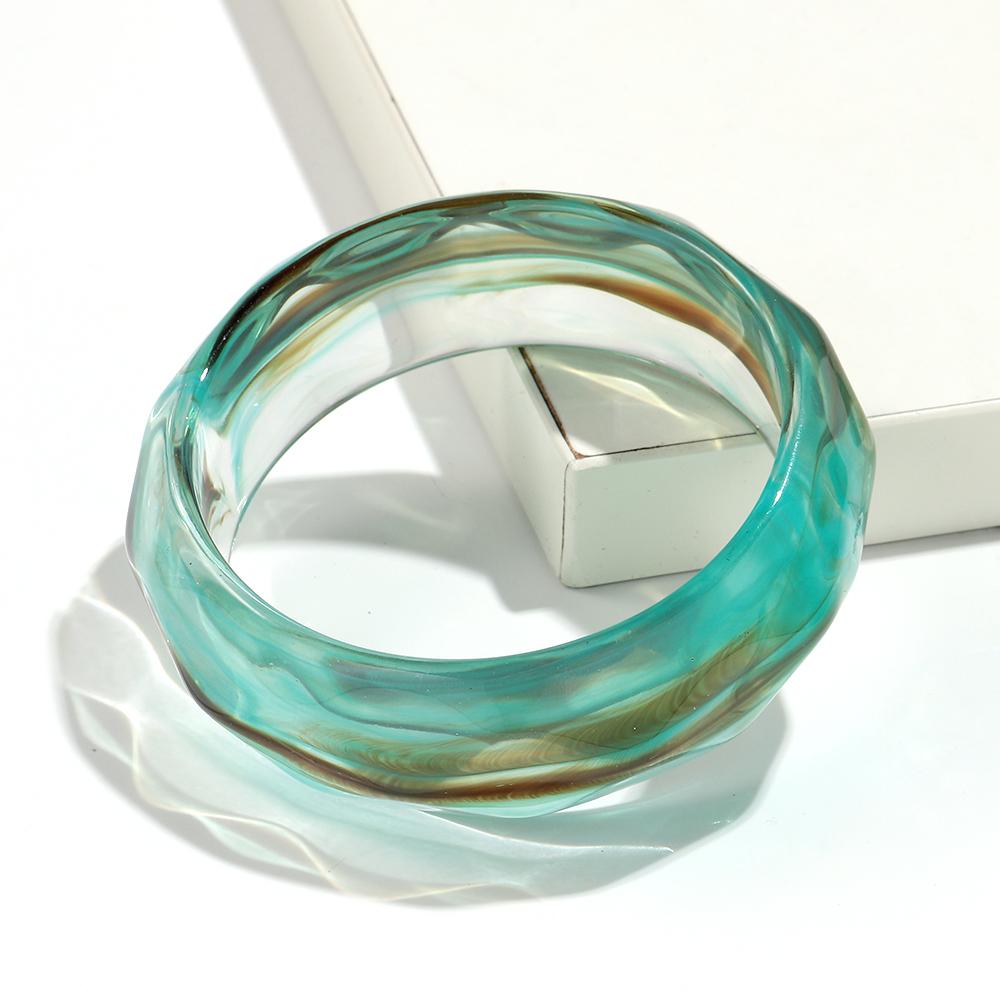 New Colorful Clear Irregular Round Acrylic Wide Bangle for Women Statement Resin Chunky Stackable Bracelets Couple Jewelry Gift