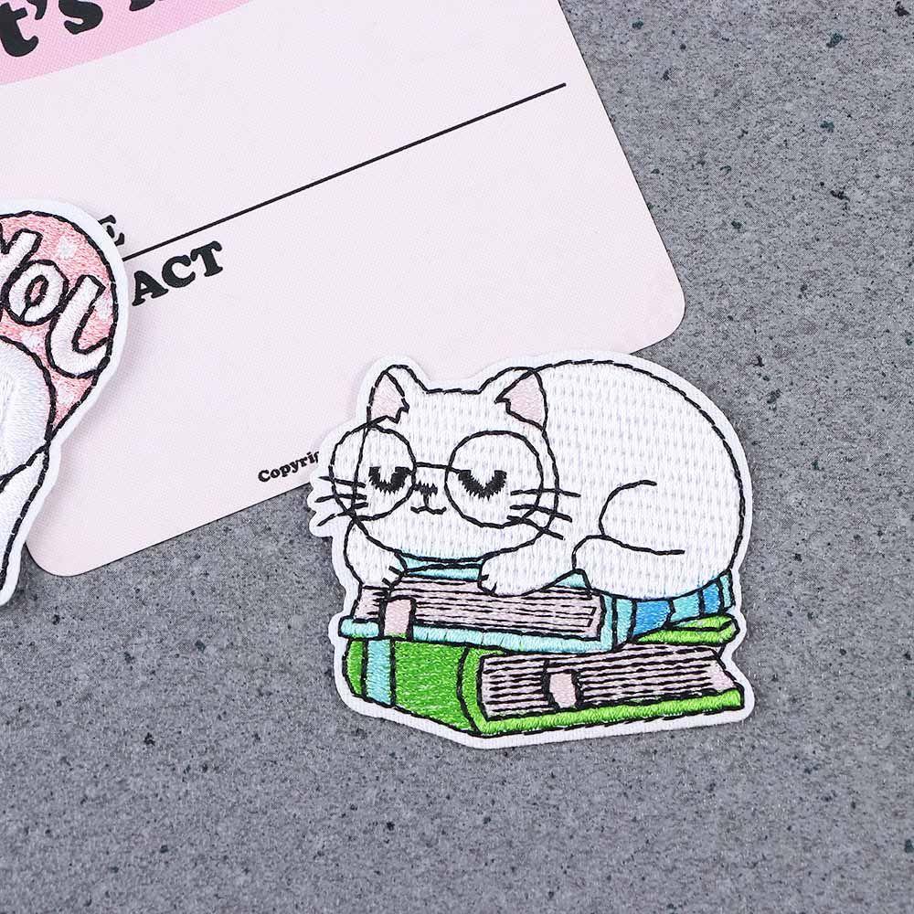 Cartoon Kitten Puppy Jeans Jacket Clothes Embroidery Iron On Sewing Embroidered Appliques Badges Patches Sewing Fabric