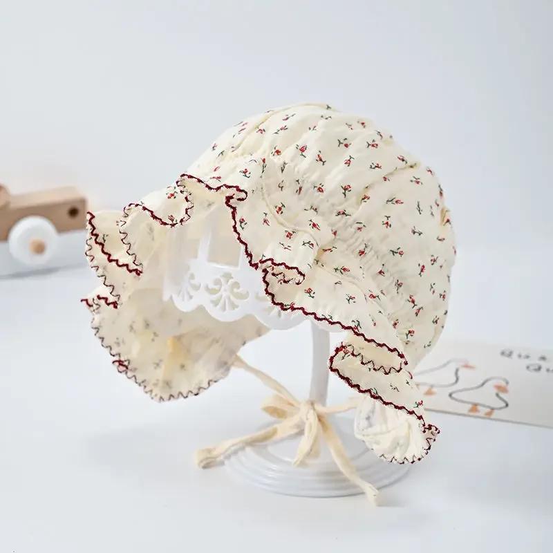 2025 Neuer Frühling Sommer Outdoor Baby Mädchen Hut Spitze Schleife Fischerhut Baby Sonnenhut Kinder Sonnenkappen Kleinkind Sonnenschutzmütze