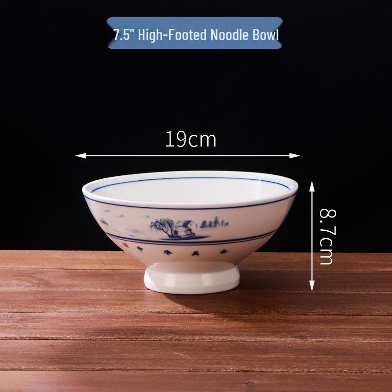 Large High-Footed Ceramic Soup & Noodle Bowl