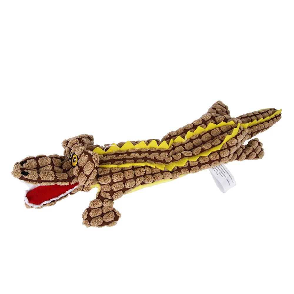 Plush Pet No Stuffing Dog Squeak Toys Crinkle Crocodile Dog Chew Toys for Small  Large Dogs  Toys