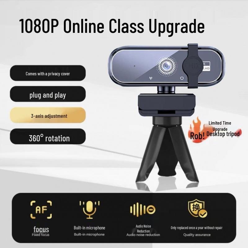 4K Ultra HD Live Streaming Camera with Microphone for Desktop, Online Classes, Conferences, and Beauty Sessions