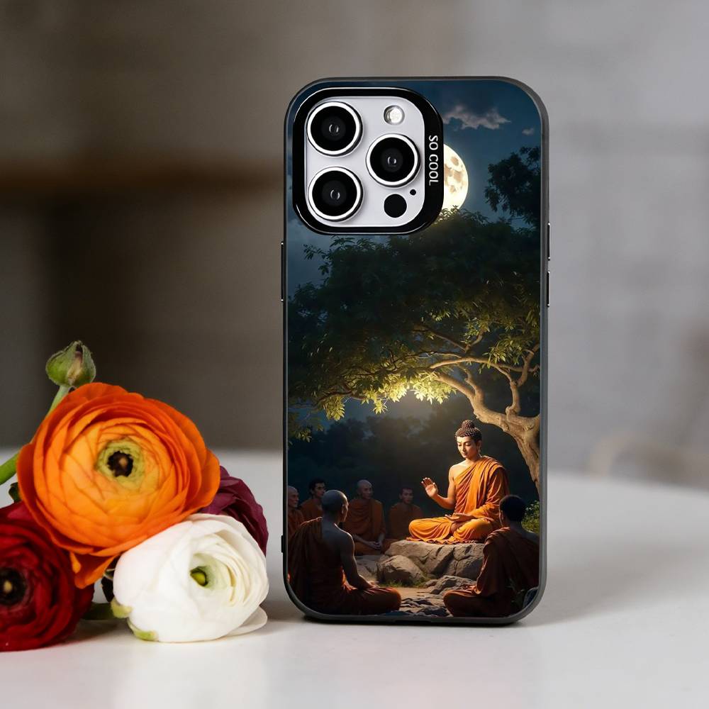 Siddhartha Gautama Phone Case For iPhone 17,16,15,14,13,12,11 Plus,Pro Max,XS,Colored Silver Plated Inside Cover iPhone14Plus