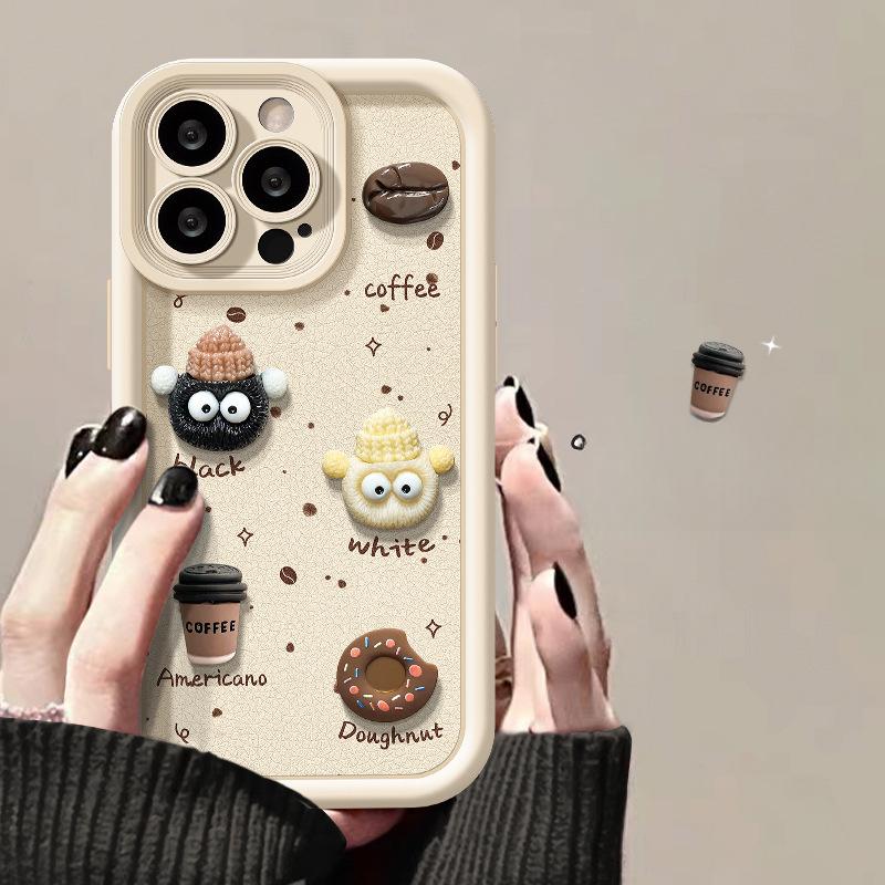 

Подходит для чехла для мобильного телефона Apple 15 Iphone14/13 Кукла Кофе из брикетов 11/12 Силиконовая овечья кожа Xr Противоударный iPhone 8