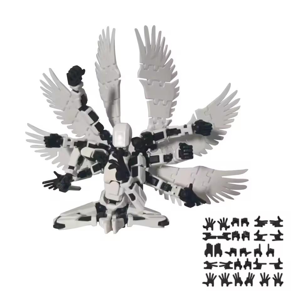 6 Action Figures With 8 Wings Women's Accessories 3D Printed Mannequin Multi-Jointed Movable Shapeshift Robot Decoration